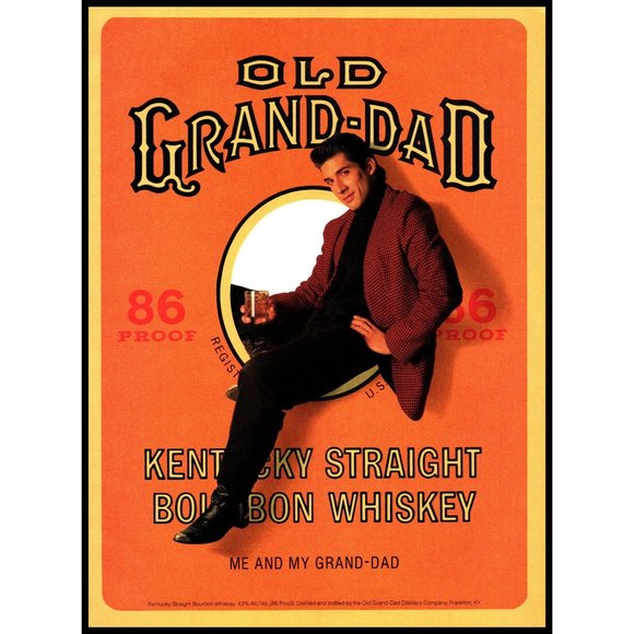 1988 Old Grand Dad Kentucky Bourbon Vintage Print Ad Bar Man Cave Wall Art - Picture 1 of 1